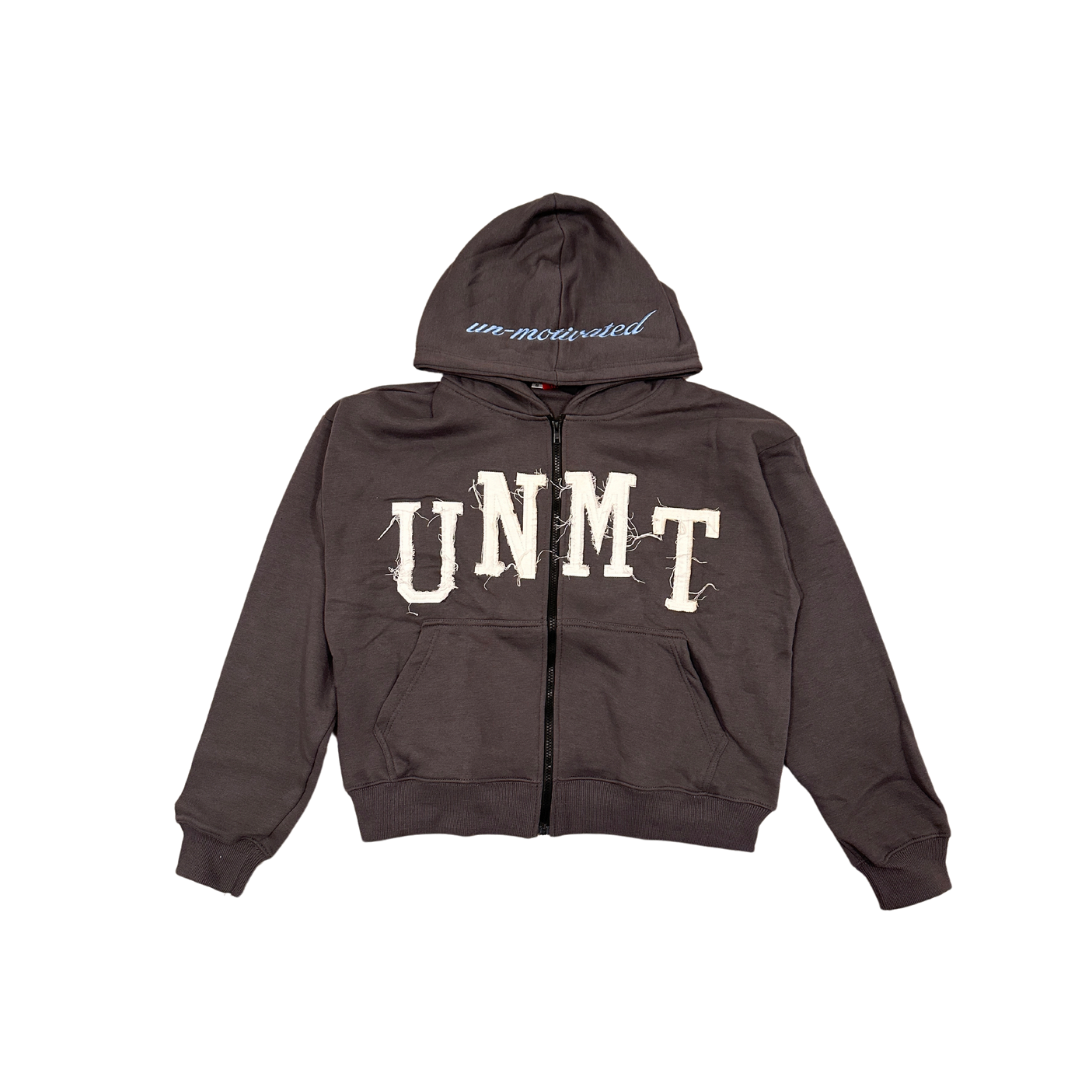 “VICTORY” Zip-up Hoodie - Charcoal Grey - UN-MOTIVATED