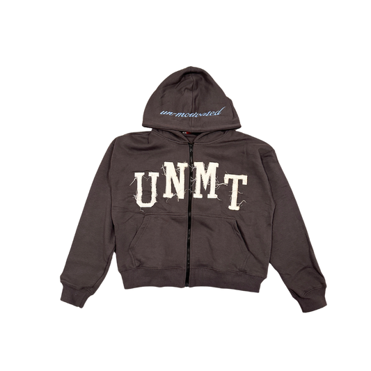 “VICTORY” Zip-up Hoodie - Charcoal Grey - UN-MOTIVATED