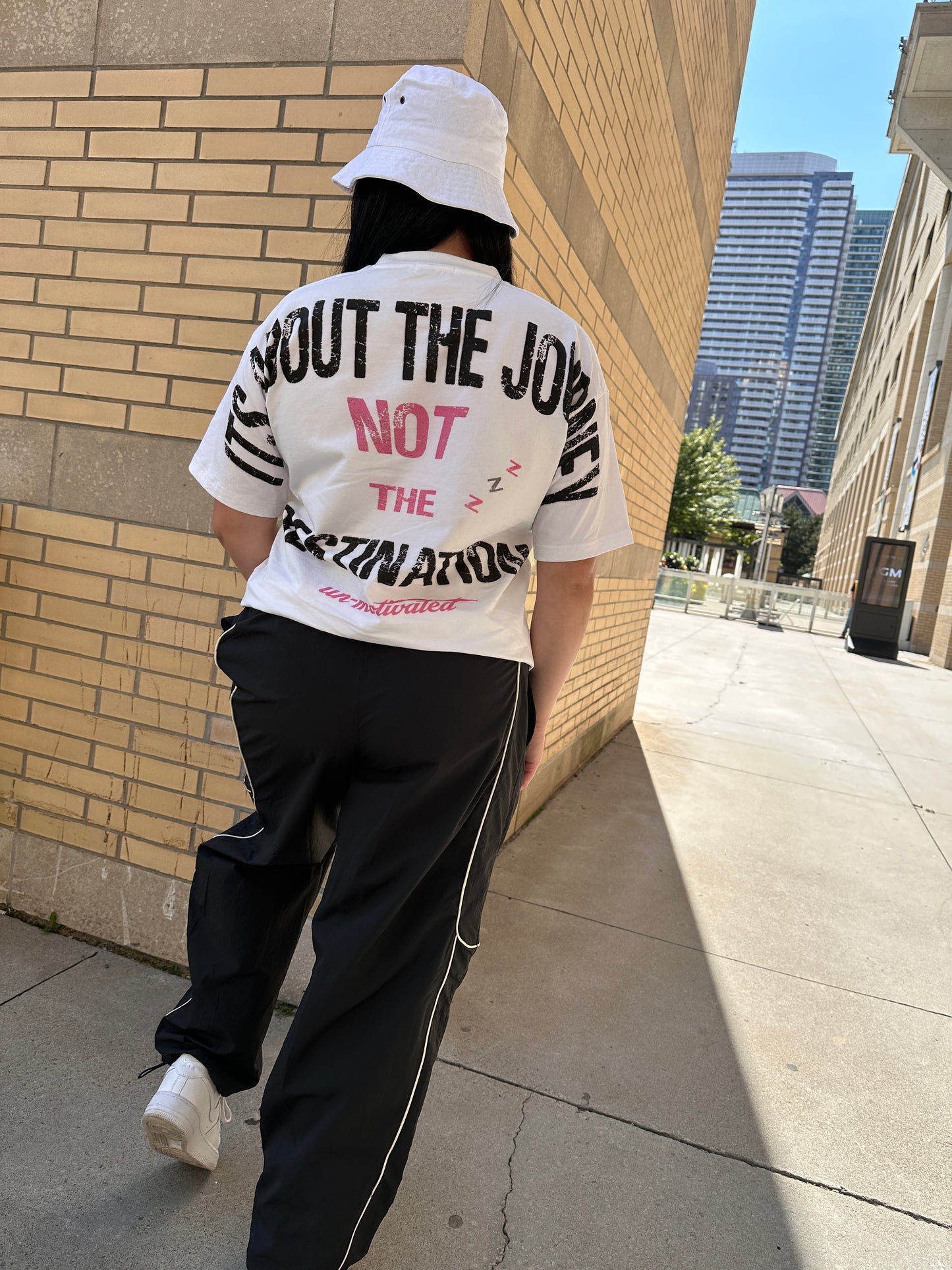 “DESTINATION” Pink & White Tee