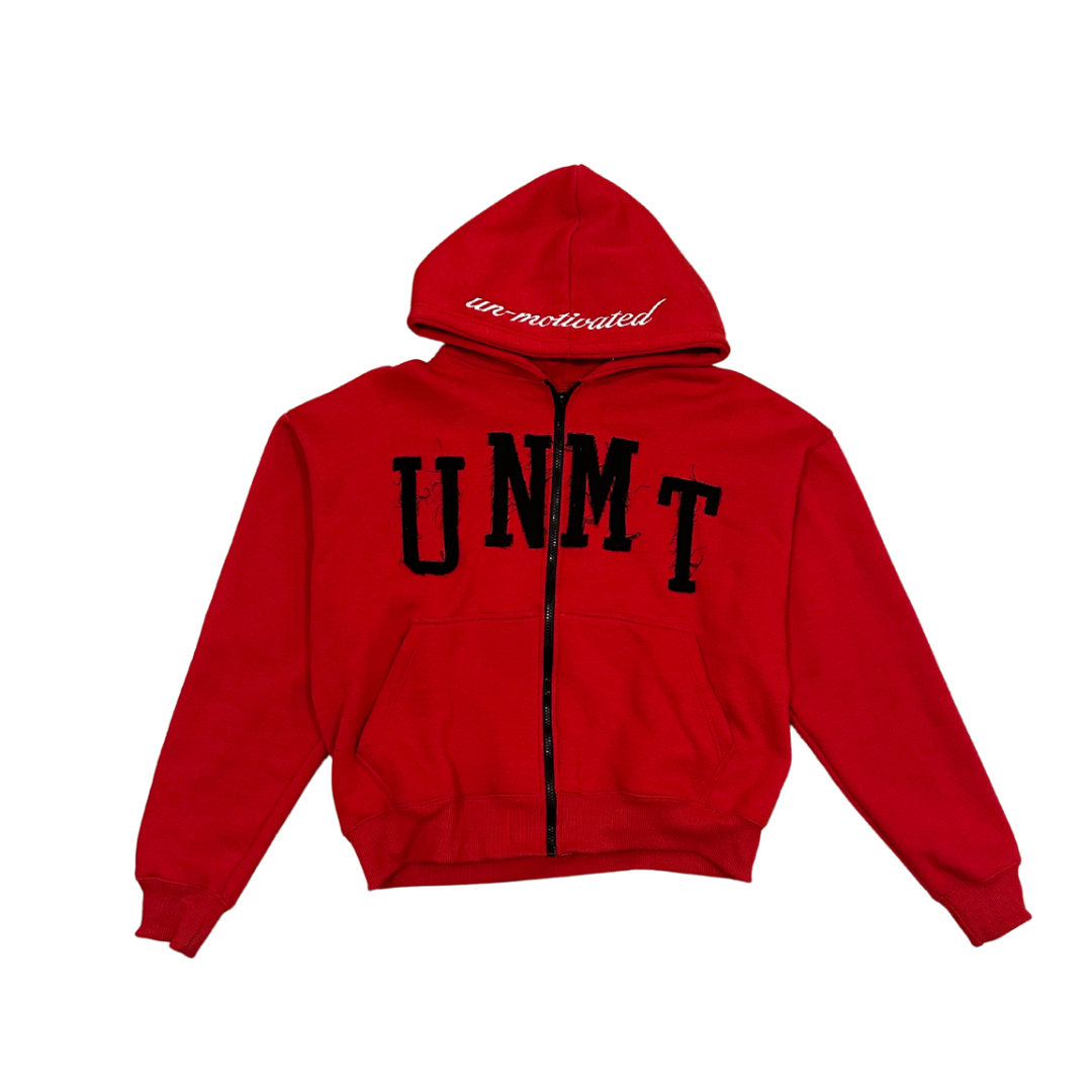 “VICTORY” Zip-up Hoodie - Cherry Red - UN-MOTIVATED